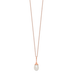 Sterling Silver Rose-tone 8-9mm White Teardrop Freshwater Cultured Pearl 17 inch Necklace