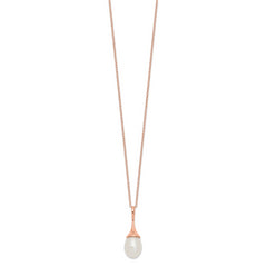 Sterling Silver Rose-tone 8-9mm White Teardrop Freshwater Cultured Pearl 17 inch Necklace