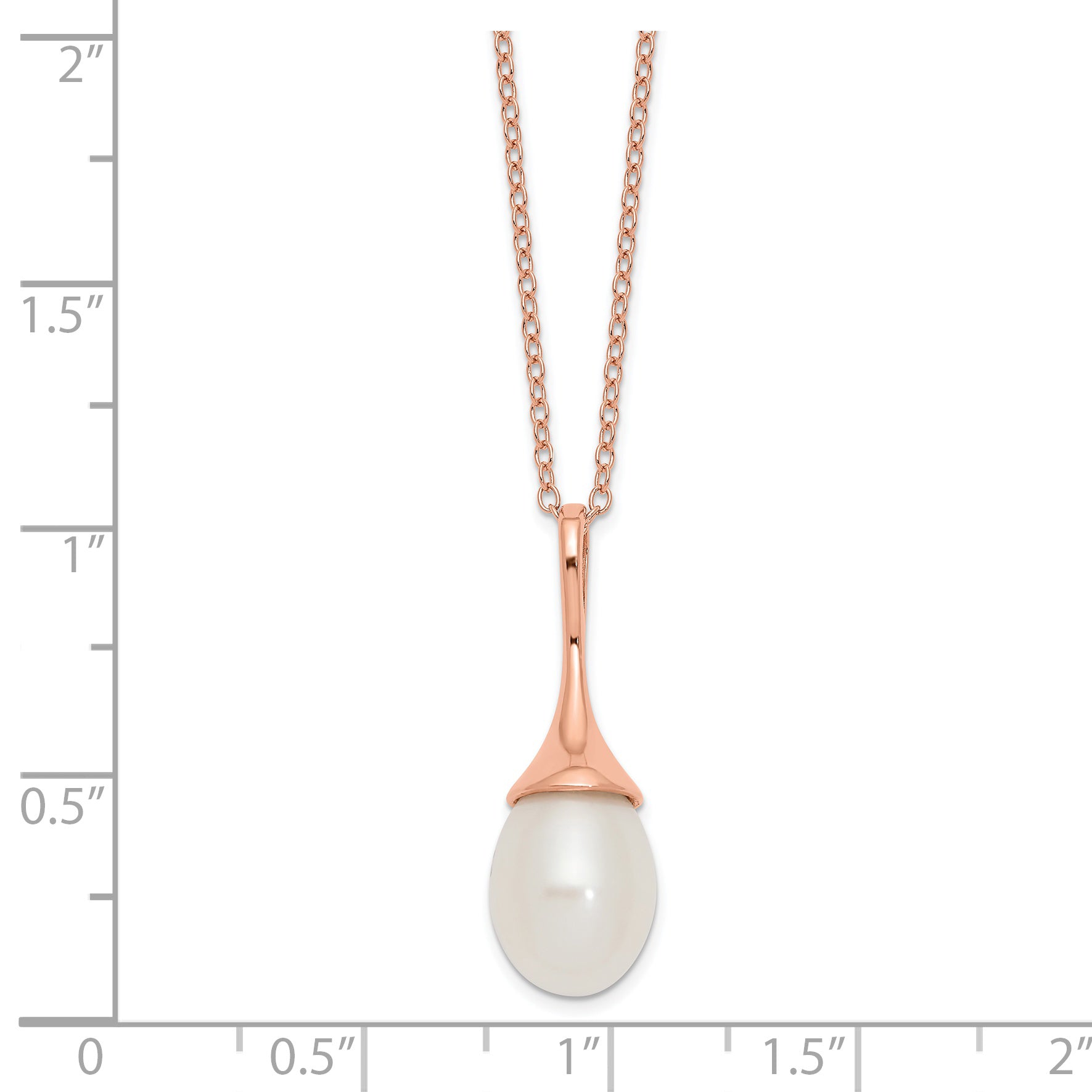 Sterling Silver Rose-tone 8-9mm White Teardrop Freshwater Cultured Pearl 17 inch Necklace