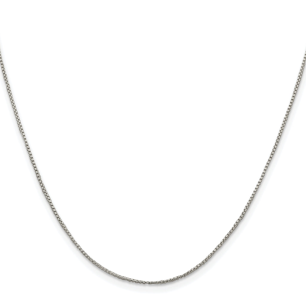 Sterling Silver Rhodium-Plated Box Chain Necklace 1mm