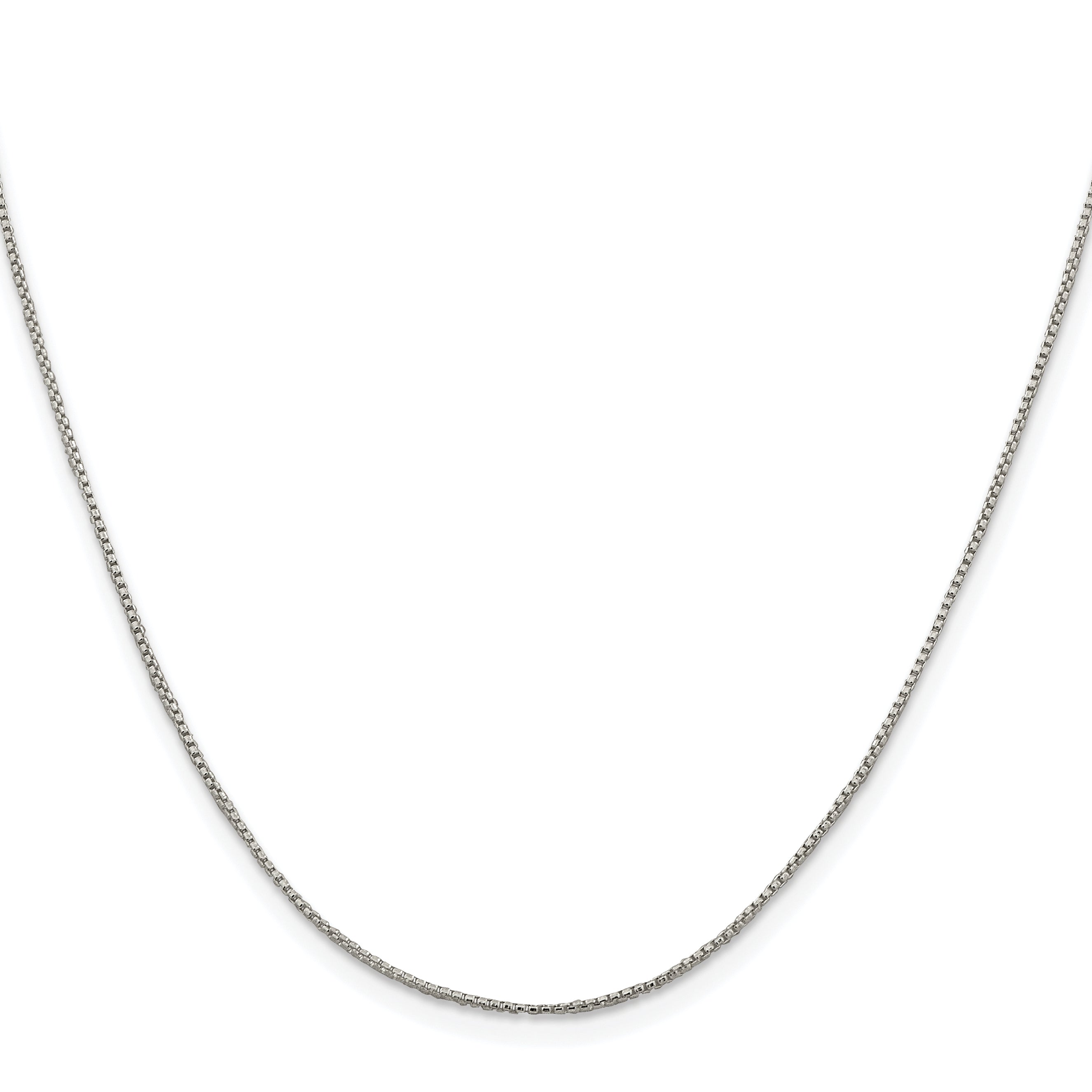 Sterling Silver Rhodium-Plated Box Chain Necklace 1mm