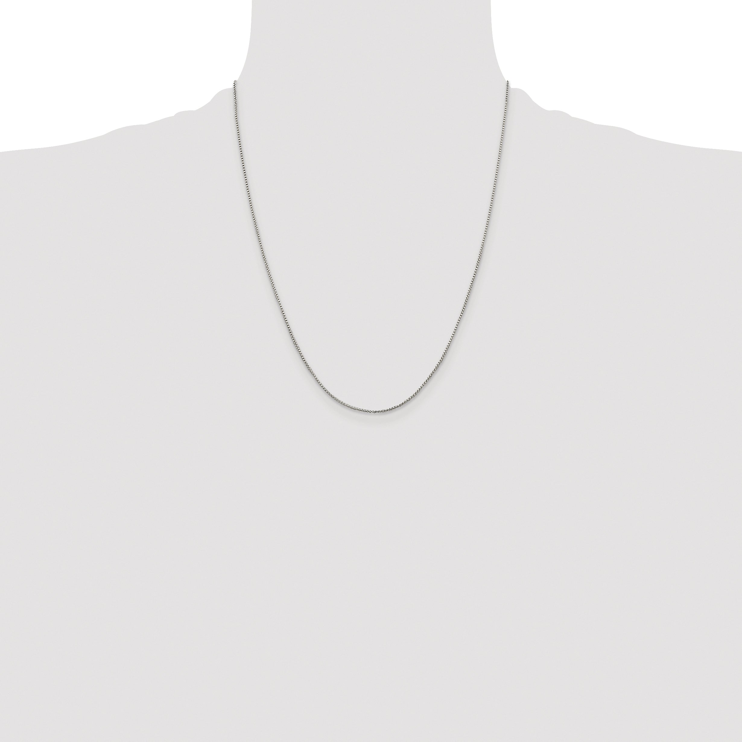 Sterling Silver Rhodium-plated 1mm Round Box Chain