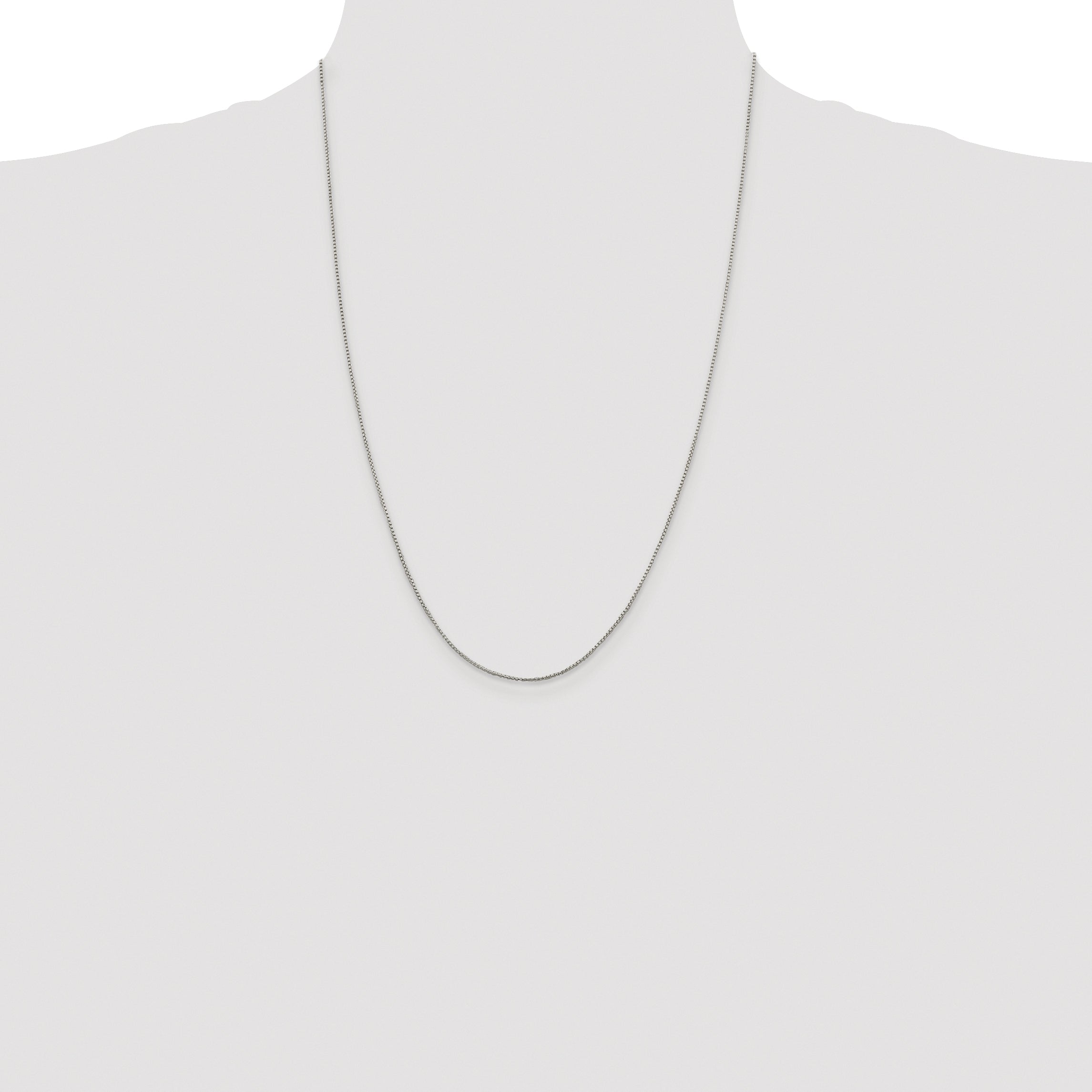 Sterling Silver Rhodium-plated 1mm Round Box Chain