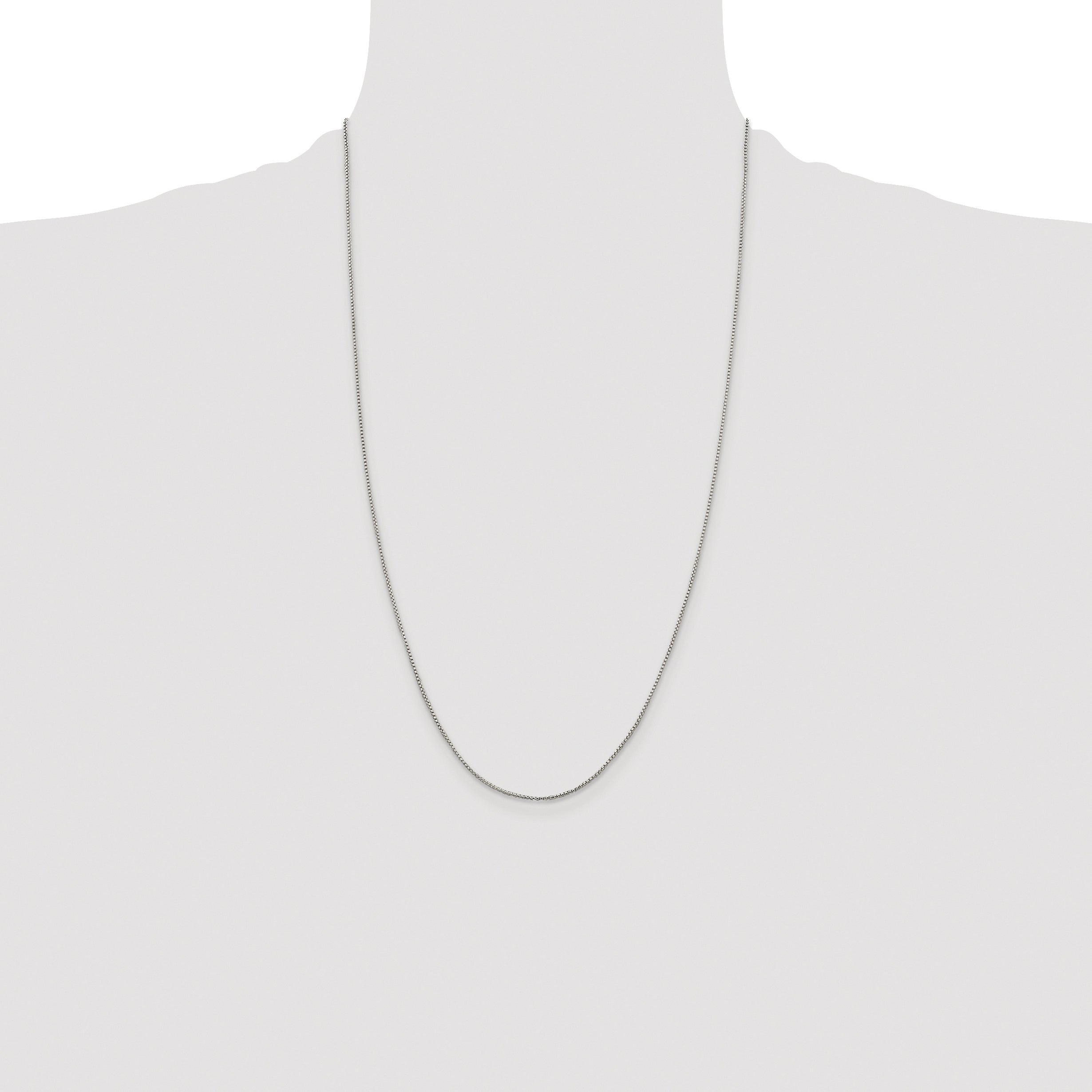 Sterling Silver Rhodium-plated 1mm Round Box Chain