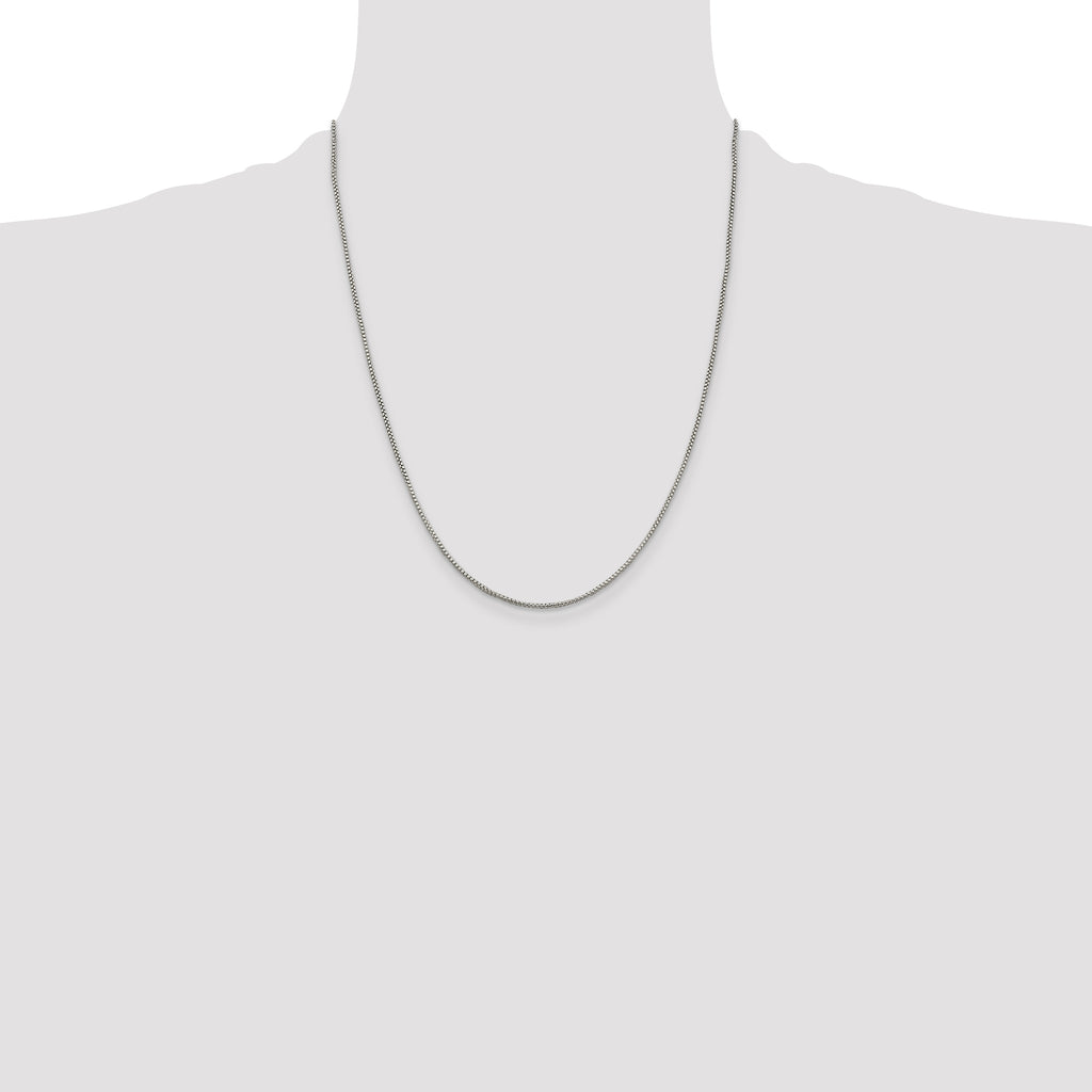 Sterling Silver 1.25mm Round Box Chain With Extension ext.