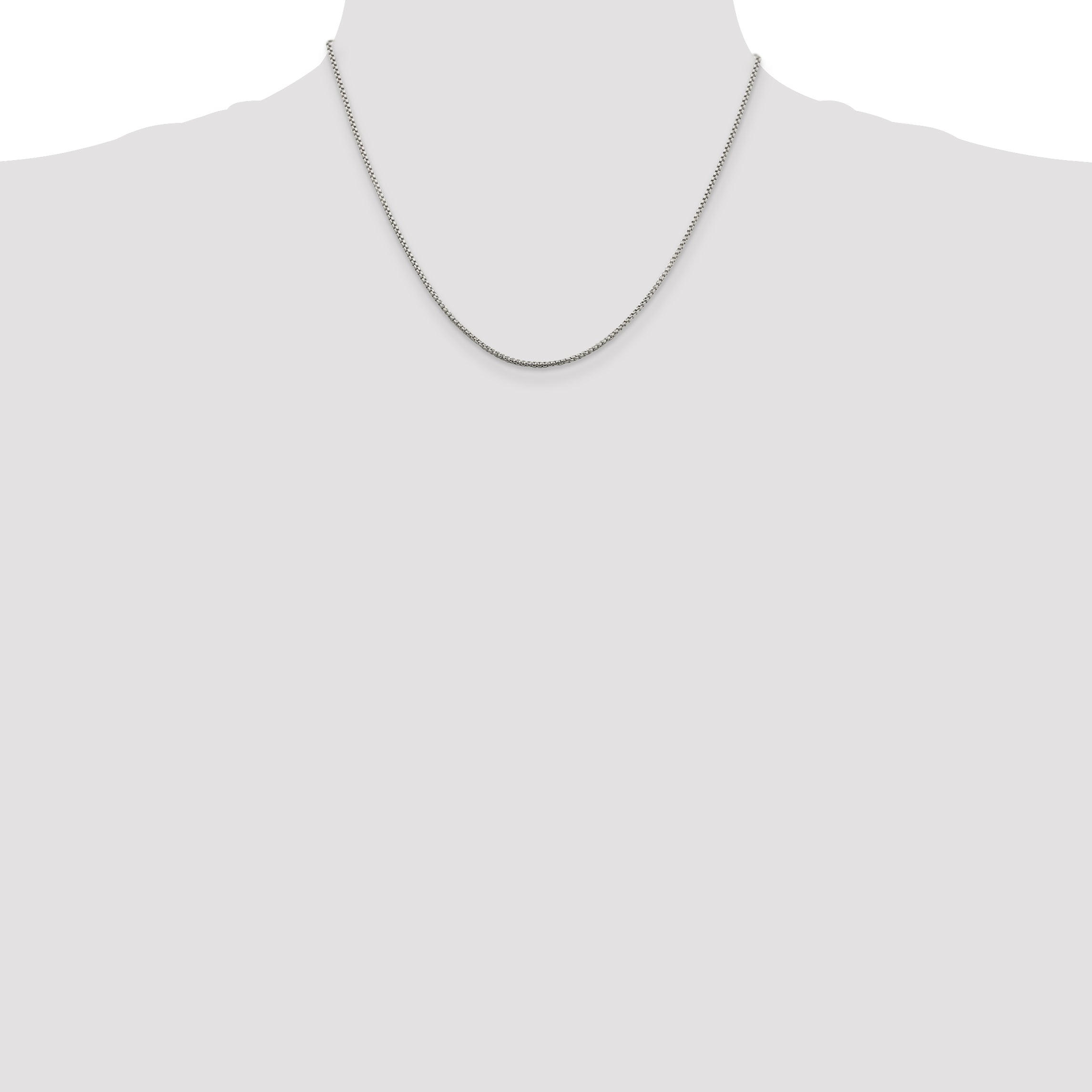 Sterling Silver 1.5mm Round Box Chain With Extension ext.