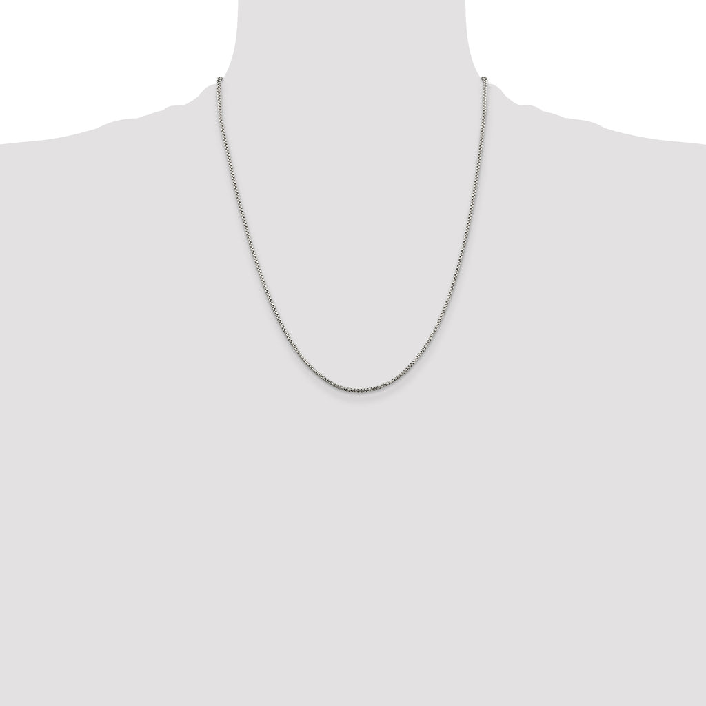 Sterling Silver 1.5mm Round Box Chain With Extension ext.