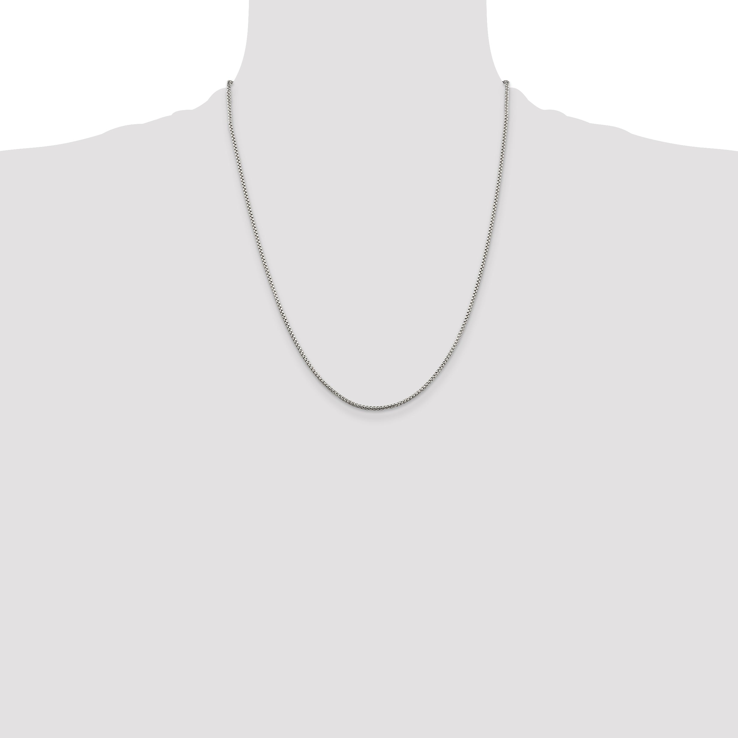 Sterling Silver 1.5mm Round Box Chain With Extension ext.