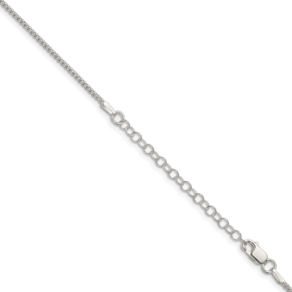 Sterling Silver 1.5mm Round Box Chain With Extension ext.