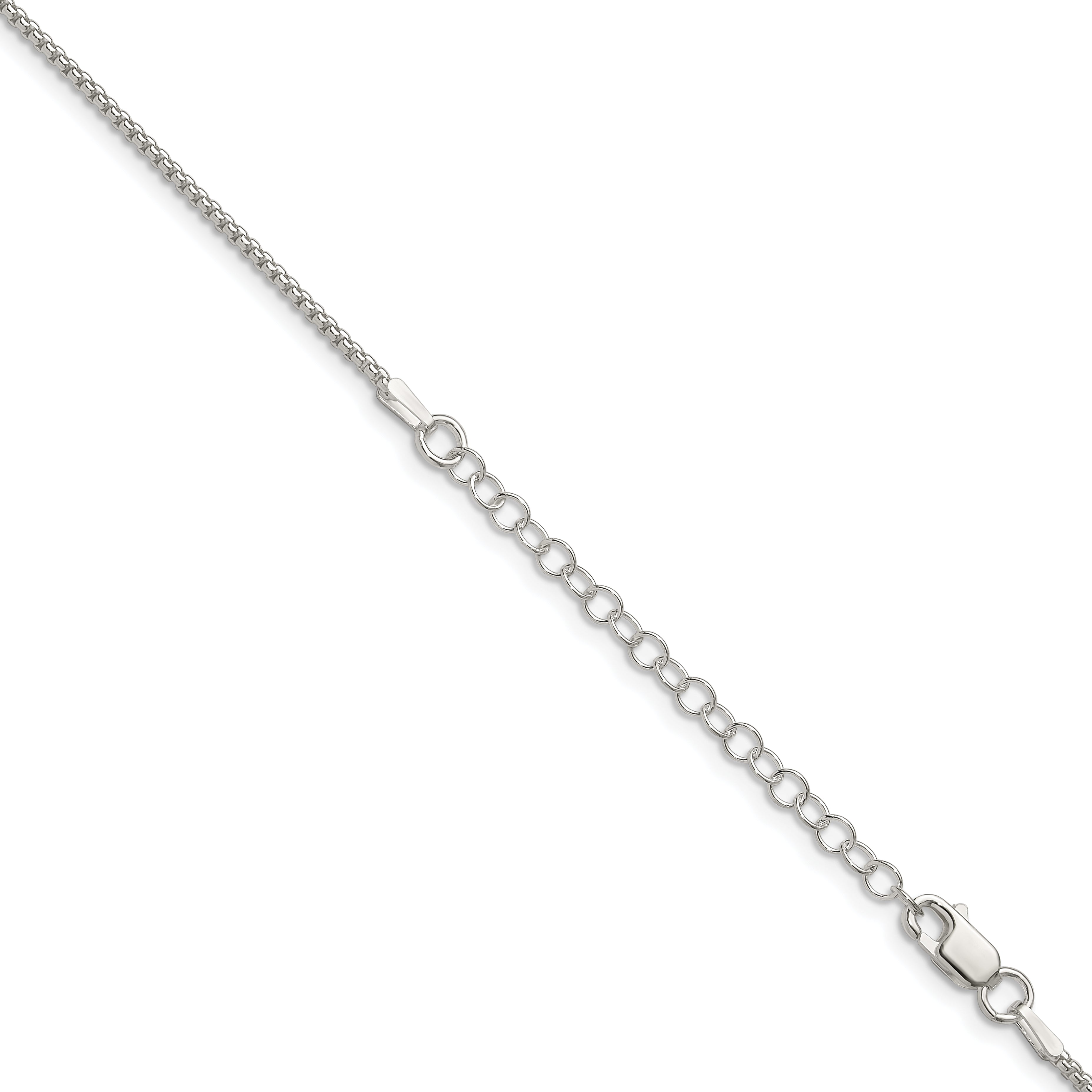 Sterling Silver 1.5mm Round Box Chain With Extension ext.
