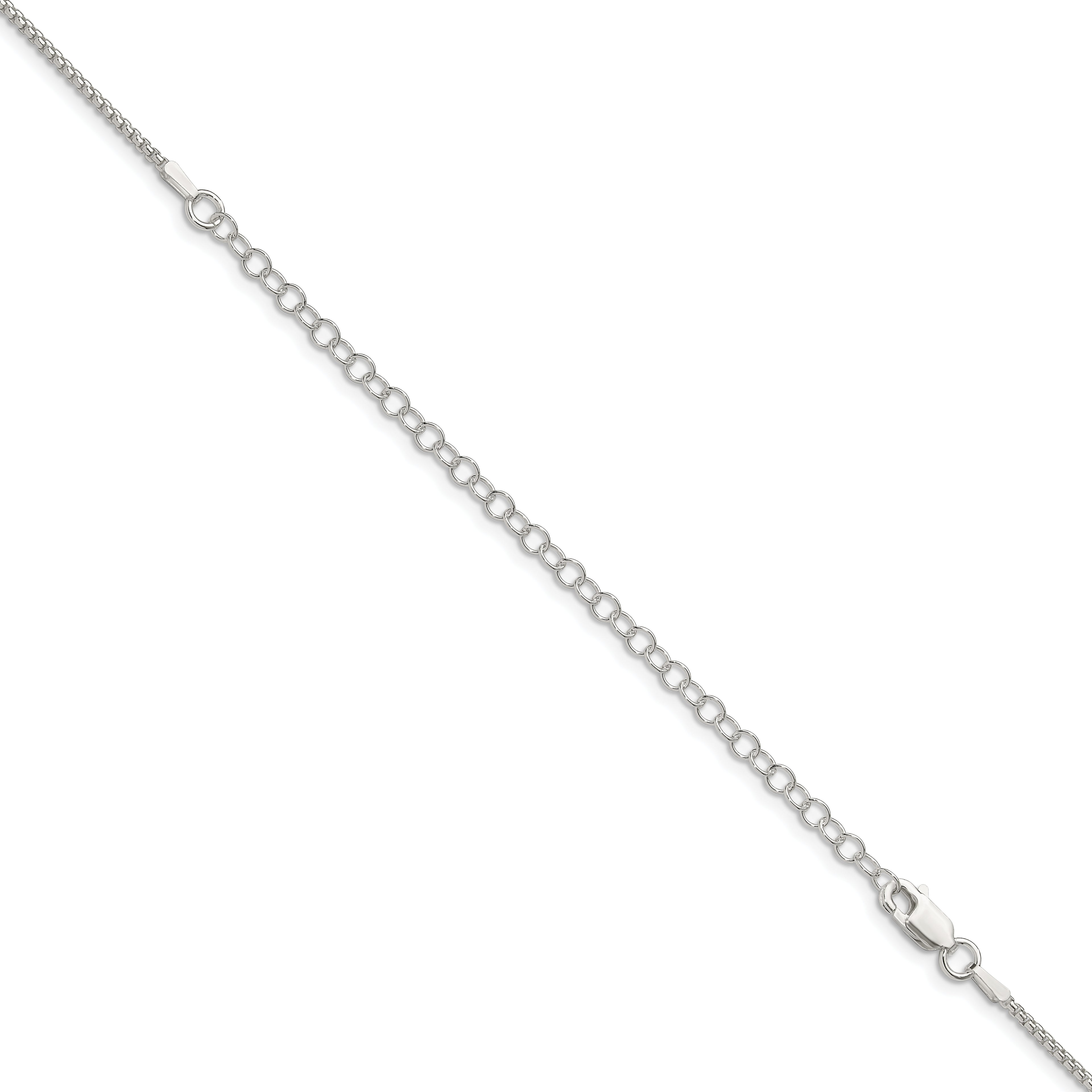 Sterling Silver 1.5mm Round Box Chain With Extension ext.