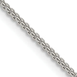 Round Box Chain Necklace in Sterling Silver, 1.5mm, 16–36 Inch