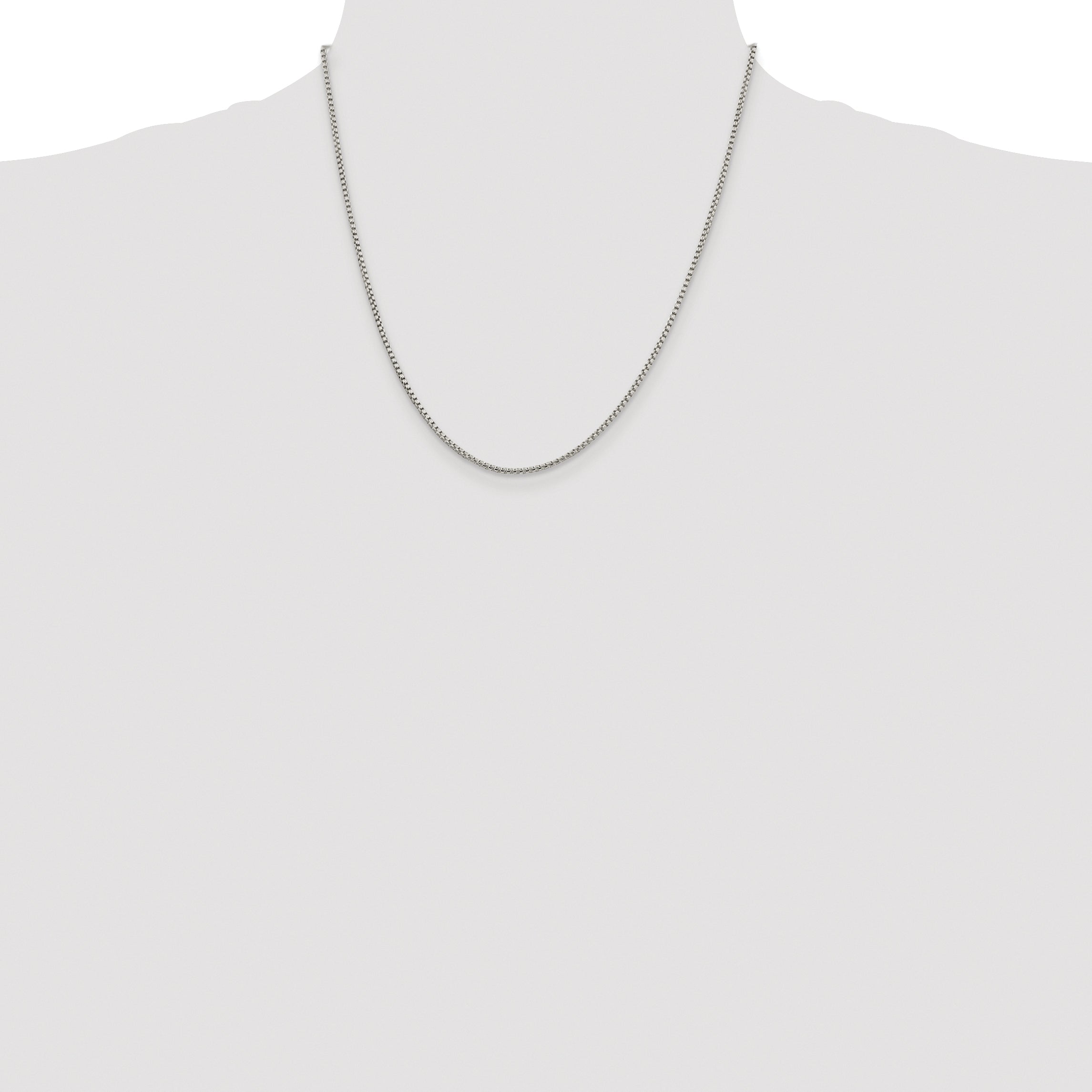 Sterling Silver Rhodium-plated 1.75mm Round Box Chain