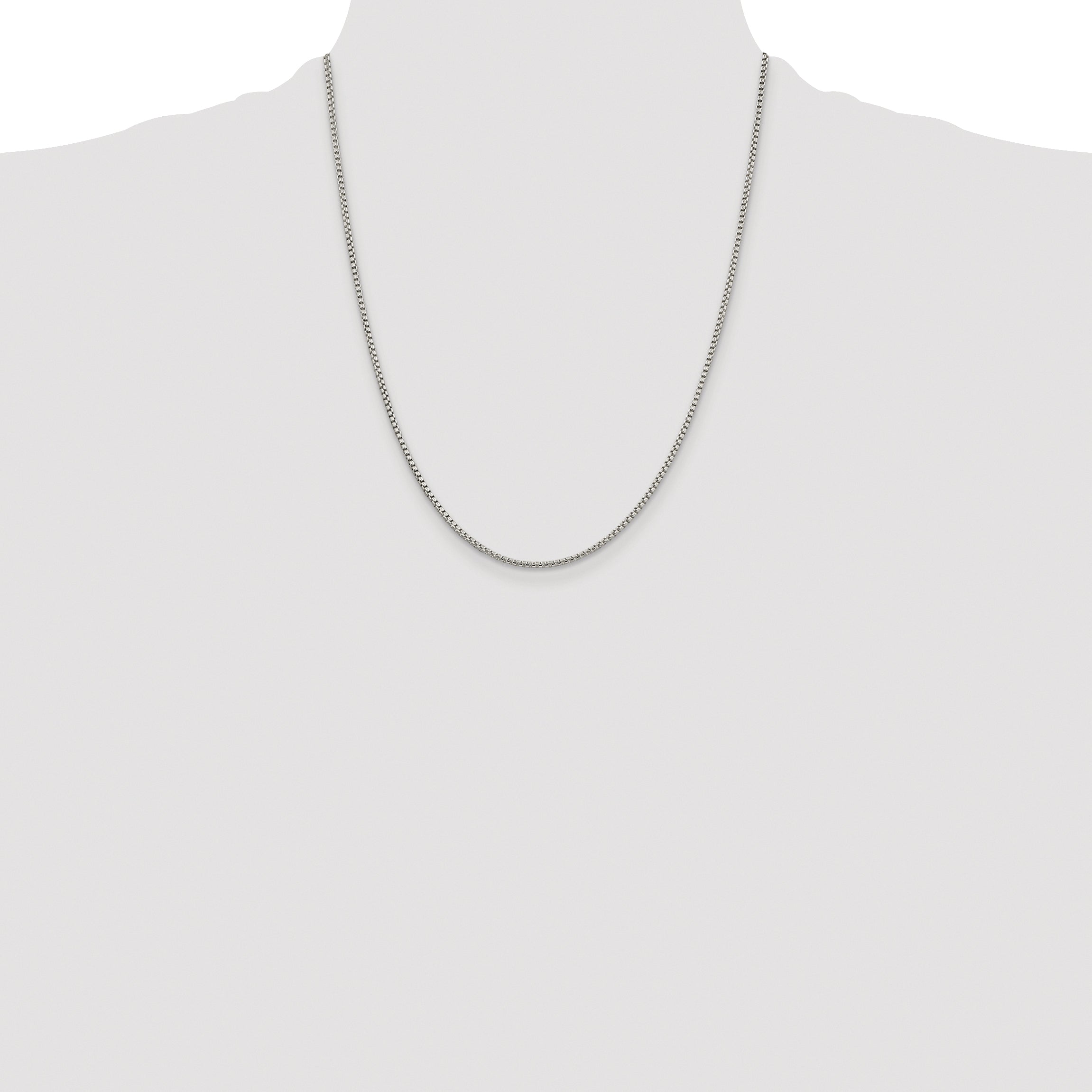 Sterling Silver Rhodium-plated 1.75mm Round Box Chain
