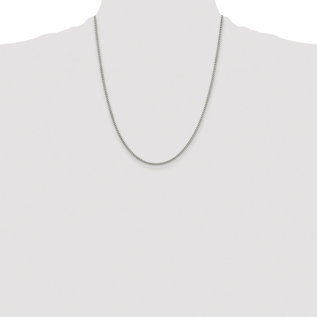 Sterling Silver Rhodium-plated 1.75mm Round Box Chain