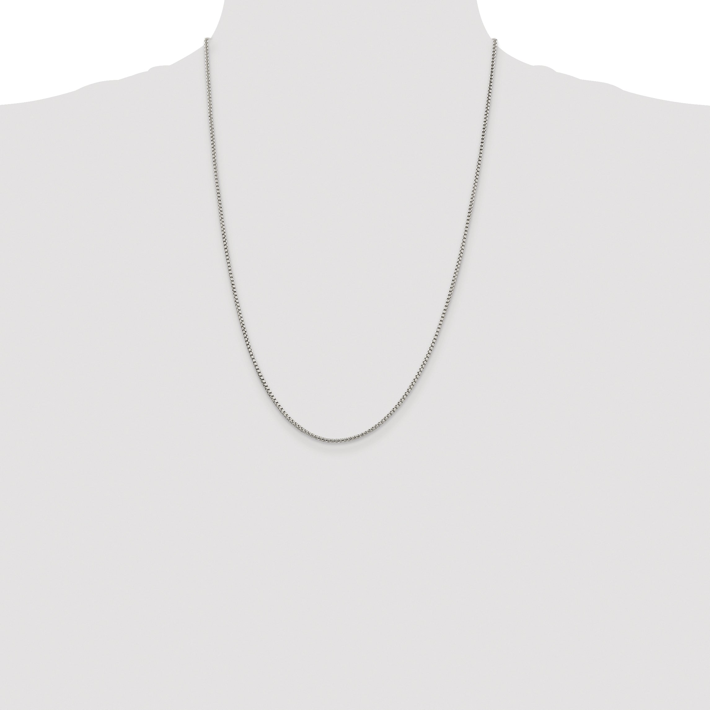 Sterling Silver Rhodium-plated 1.75mm Round Box Chain