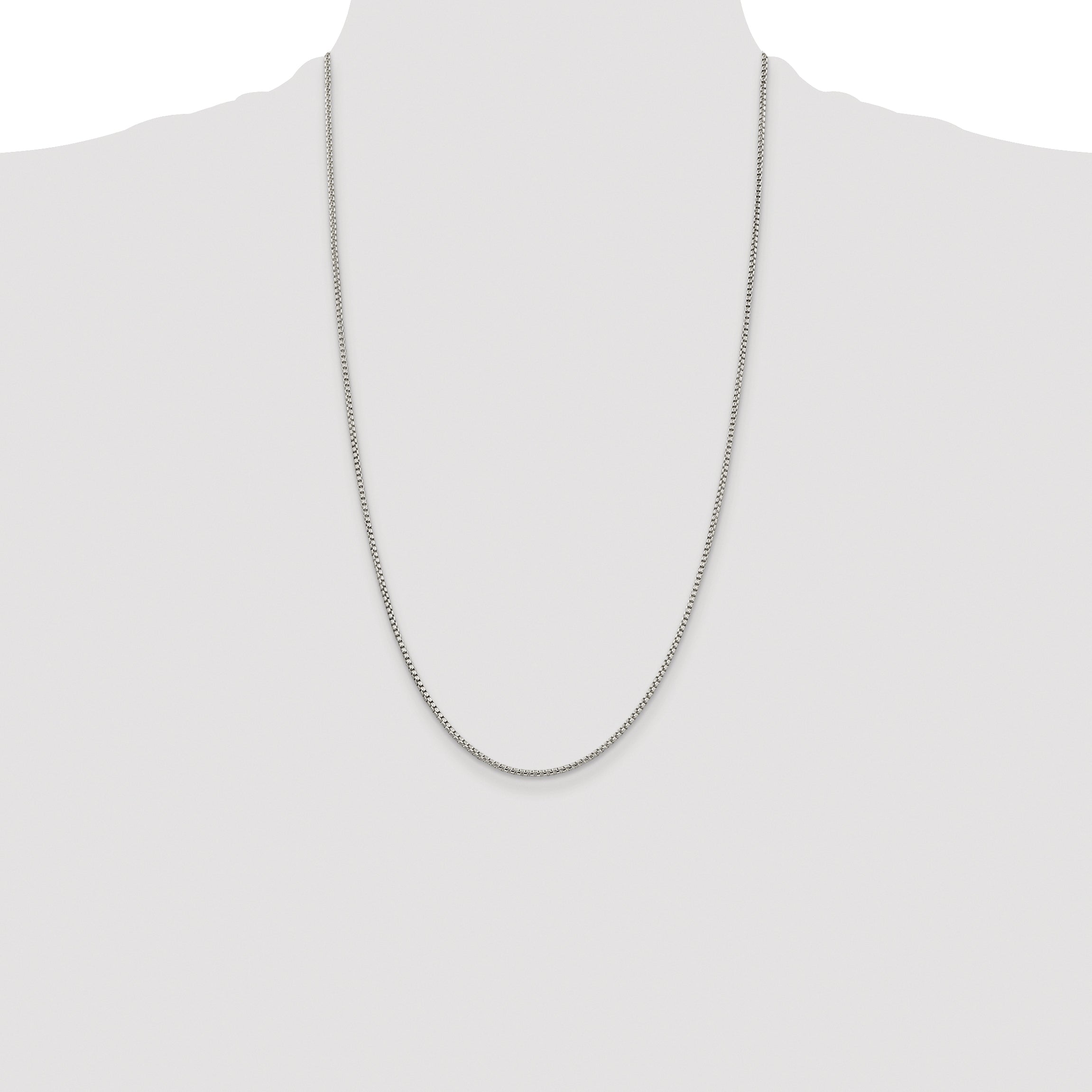 Sterling Silver Rhodium-plated 1.75mm Round Box Chain