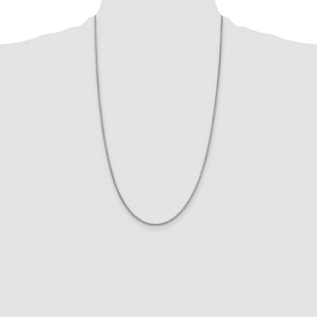 Sterling Silver Rhodium-plated 1.75mm Round Box Chain