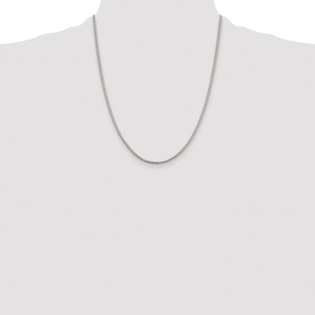 Sterling Silver Rhodium-plated 2mm Round Box Chain