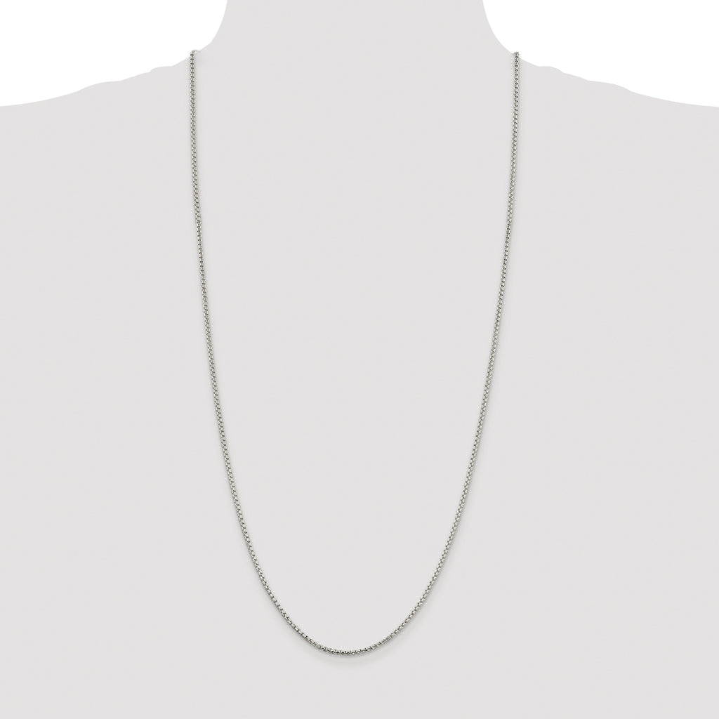Sterling Silver Rhodium-plated 2mm Round Box Chain