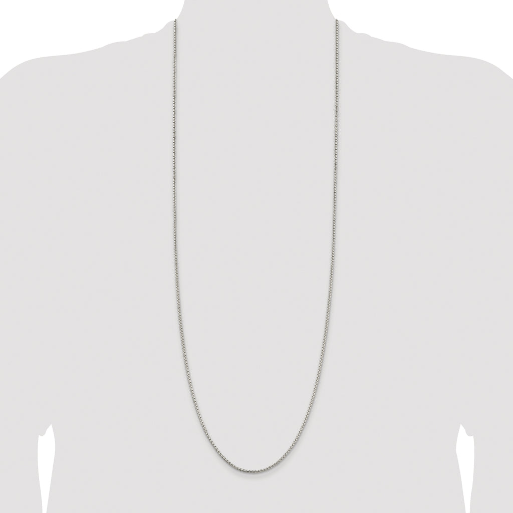 Sterling Silver Rhodium-plated 2mm Round Box Chain
