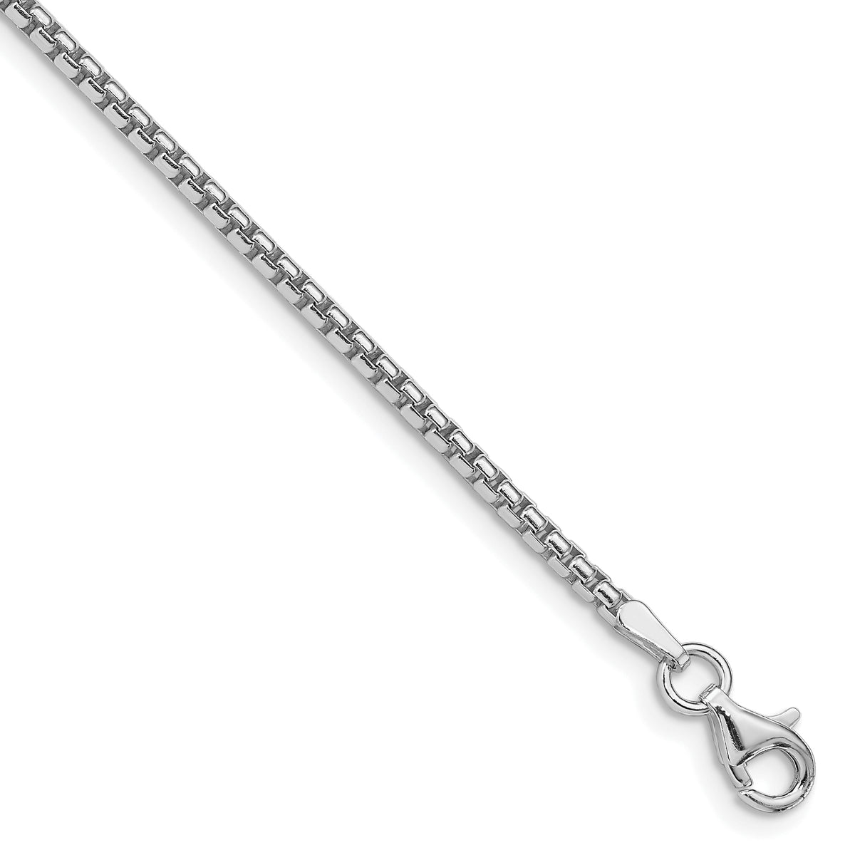 Sterling Silver Rhodium-plated 2mm Round Box Chain