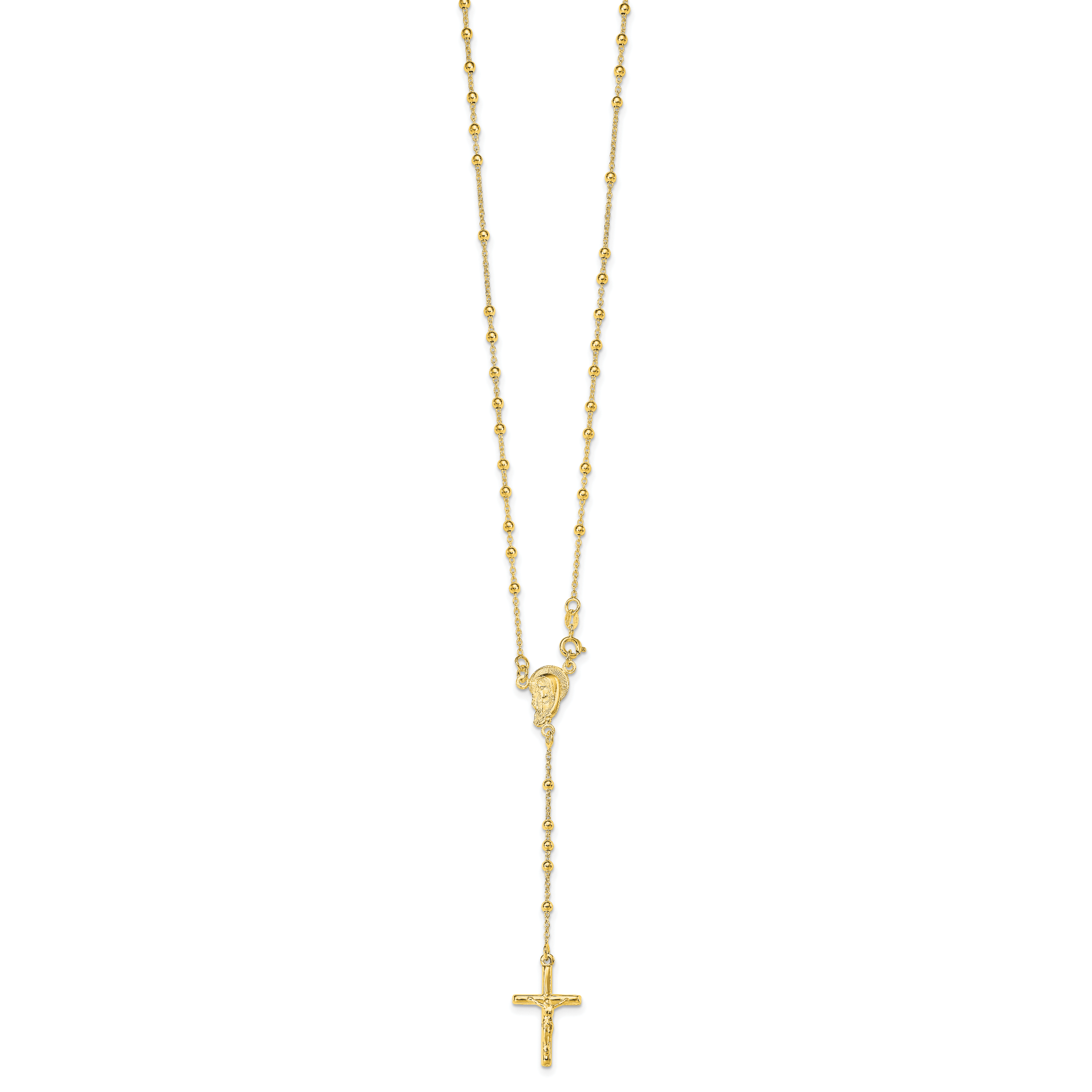 Sterling Silver Gold-plated Polished Bead Rosary 18 inch Necklace Secondary image