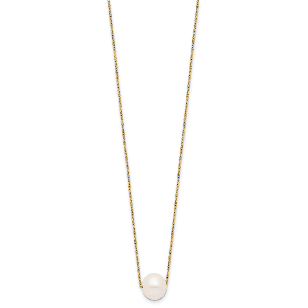 Sterling Silver Gold-tone 10-11mm White Near-Round Freshwater Cultured Pearl 17 inch Necklace