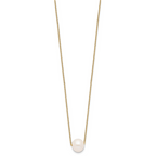 Sterling Silver Gold-tone 10-11mm White Near-Round Freshwater Cultured Pearl 17 inch Necklace