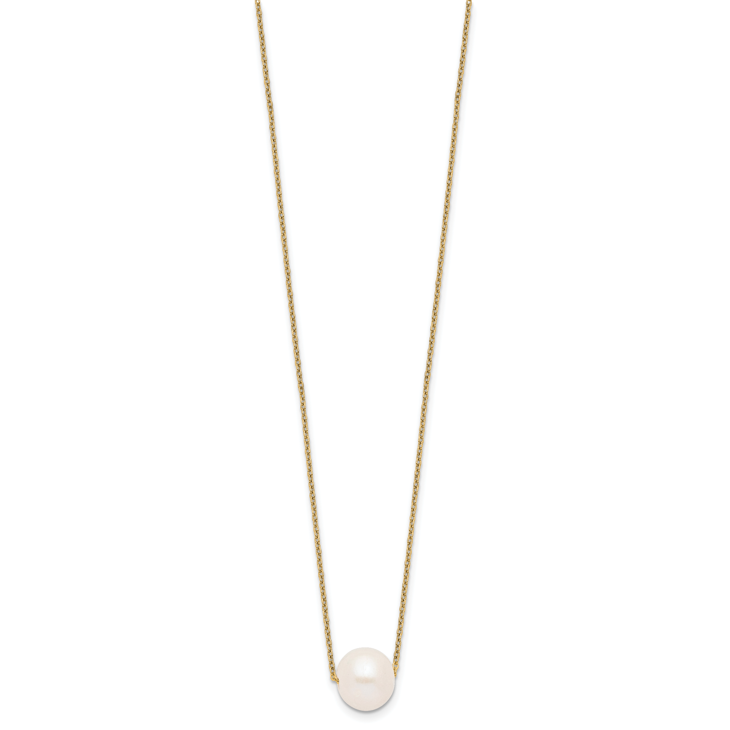 Sterling Silver Gold-tone 10-11mm White Near-Round Freshwater Cultured Pearl 17 inch Necklace