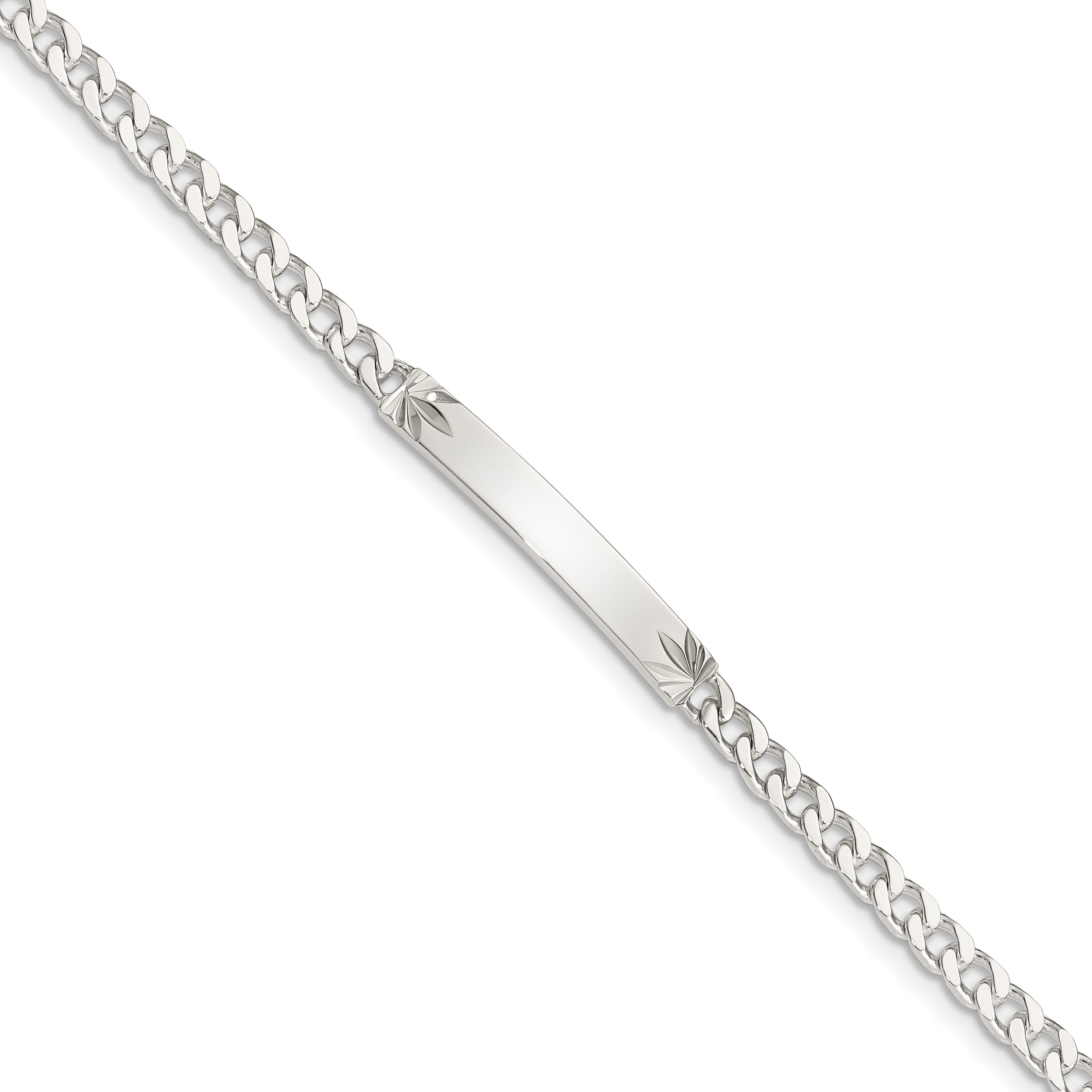 Sterling Silver Polished Engraveable Curb Link ID Bracelet Main image