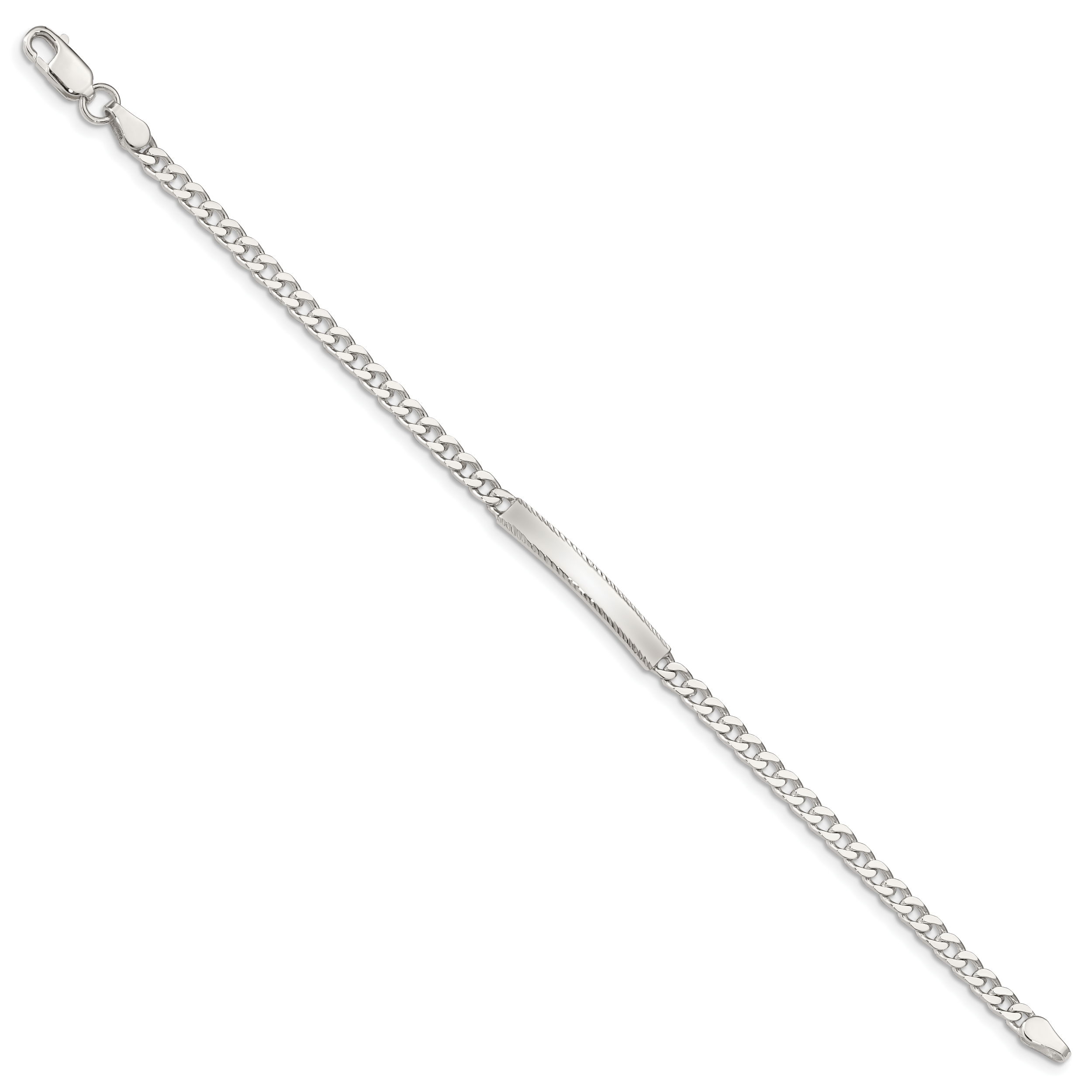 Sterling Silver Diamond-cut Engraveable Curb Link ID Bracelet Secondary image