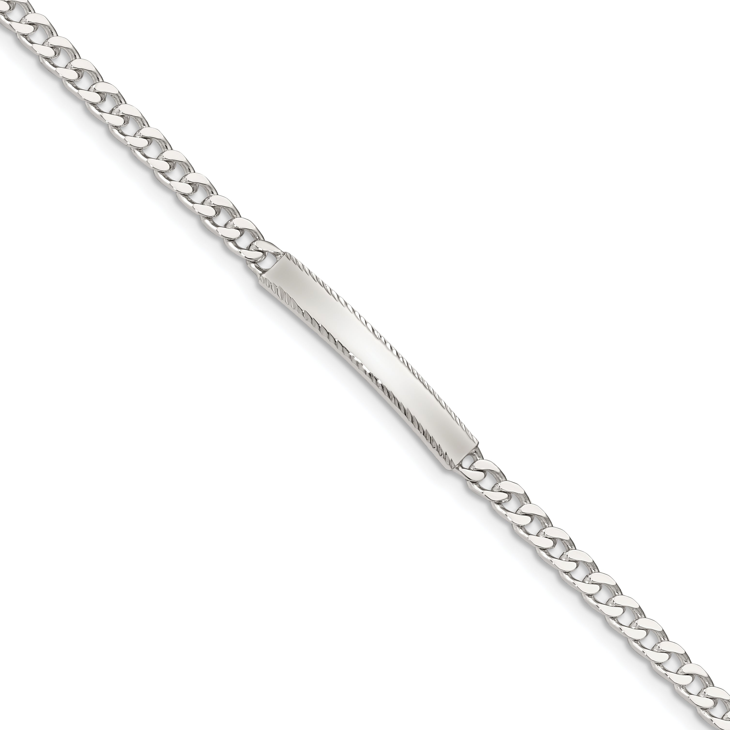 Sterling Silver Diamond-cut Engraveable Curb Link ID Bracelet Main image