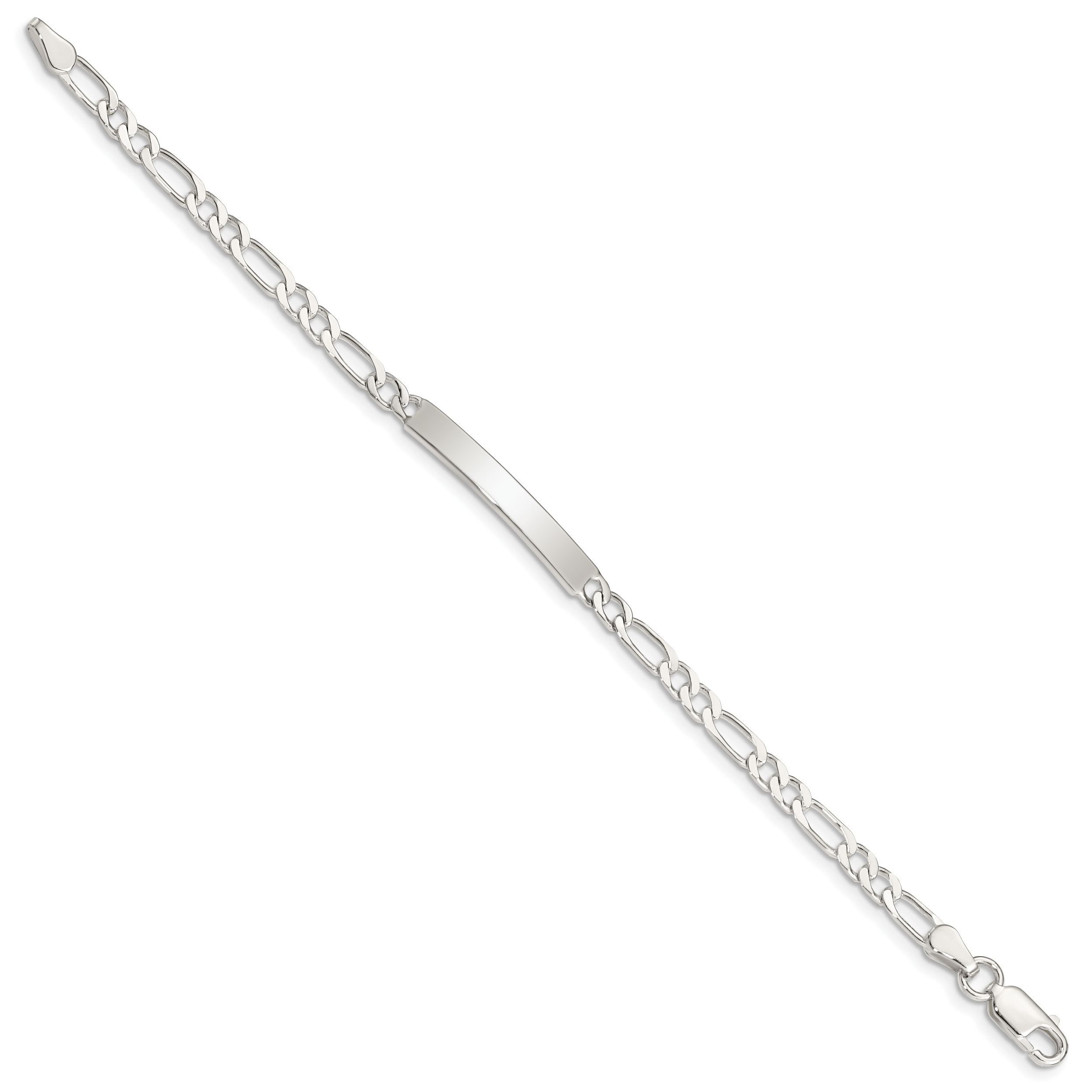 Sterling Silver Engraveable 6 in. Figaro Link ID Bracelet Secondary image