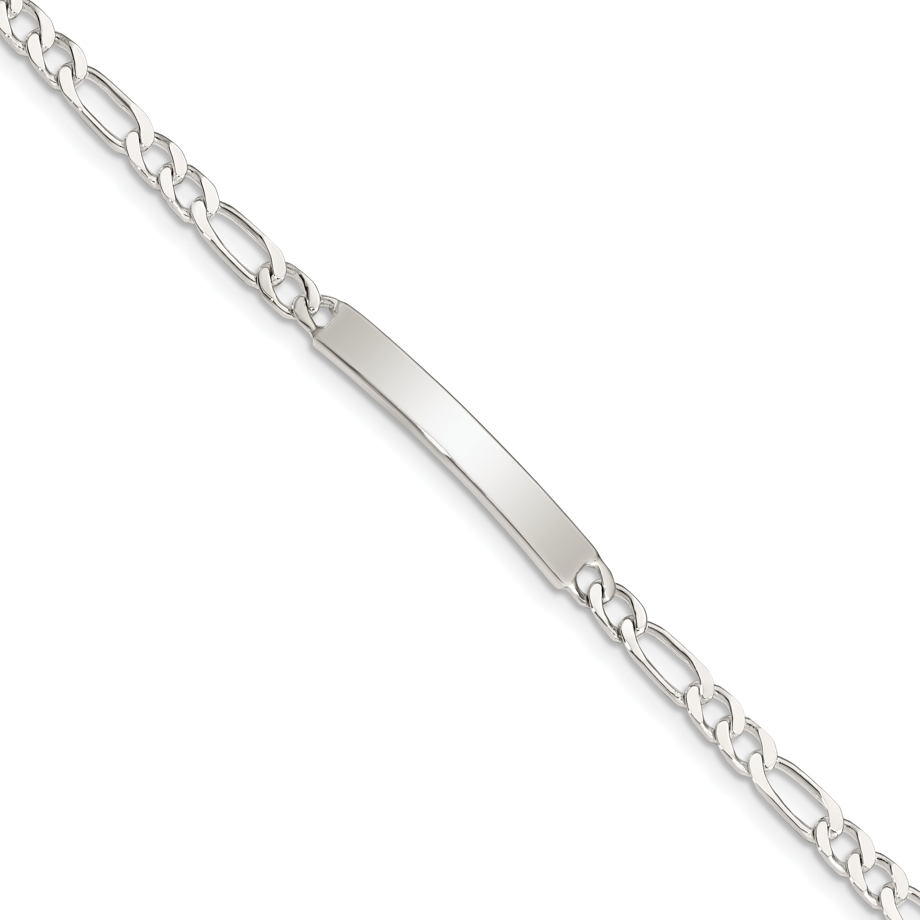 Sterling Silver Engraveable 6 in. Figaro Link ID Bracelet Main image