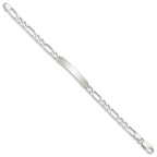 Sterling Silver 8inch Polished Engraveable Figaro Link ID Bracelet