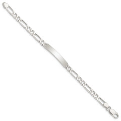 Sterling Silver 8inch Polished Engraveable Figaro Link ID Bracelet