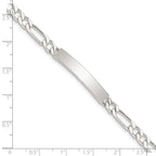 Sterling Silver 8inch Polished Engraveable Figaro Link ID Bracelet
