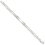 Sterling Silver 8inch Polished Engraveable Figaro Link ID Bracelet