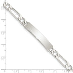 Sterling Silver 8inch Polished Engraveable Figaro Link ID Bracelet
