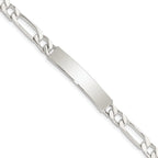 Sterling Silver 8inch Polished Engraveable Figaro Link ID Bracelet