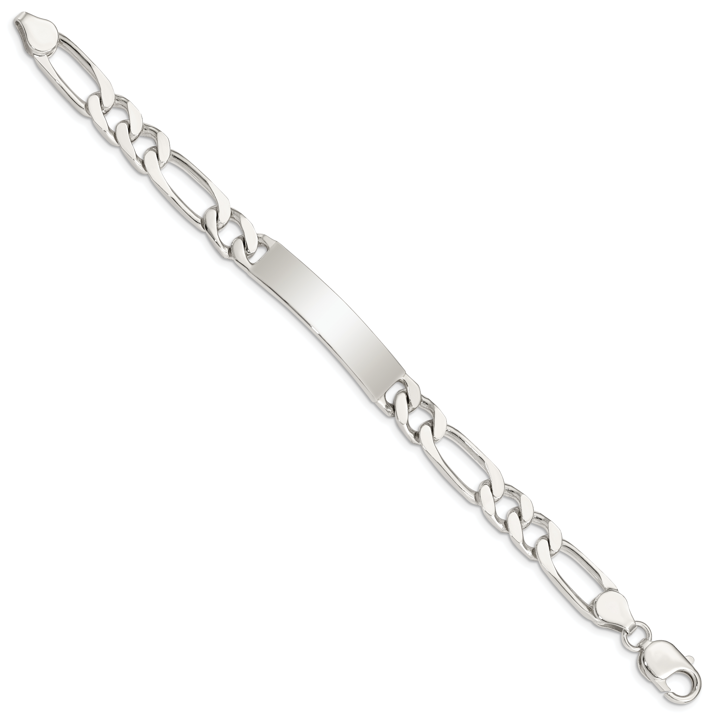Sterling Silver 8.5inch Polished Engraveable Figaro Link ID Bracelet Secondary image