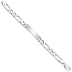 Sterling Silver 8.5inch Polished Engraveable Figaro Link ID Bracelet