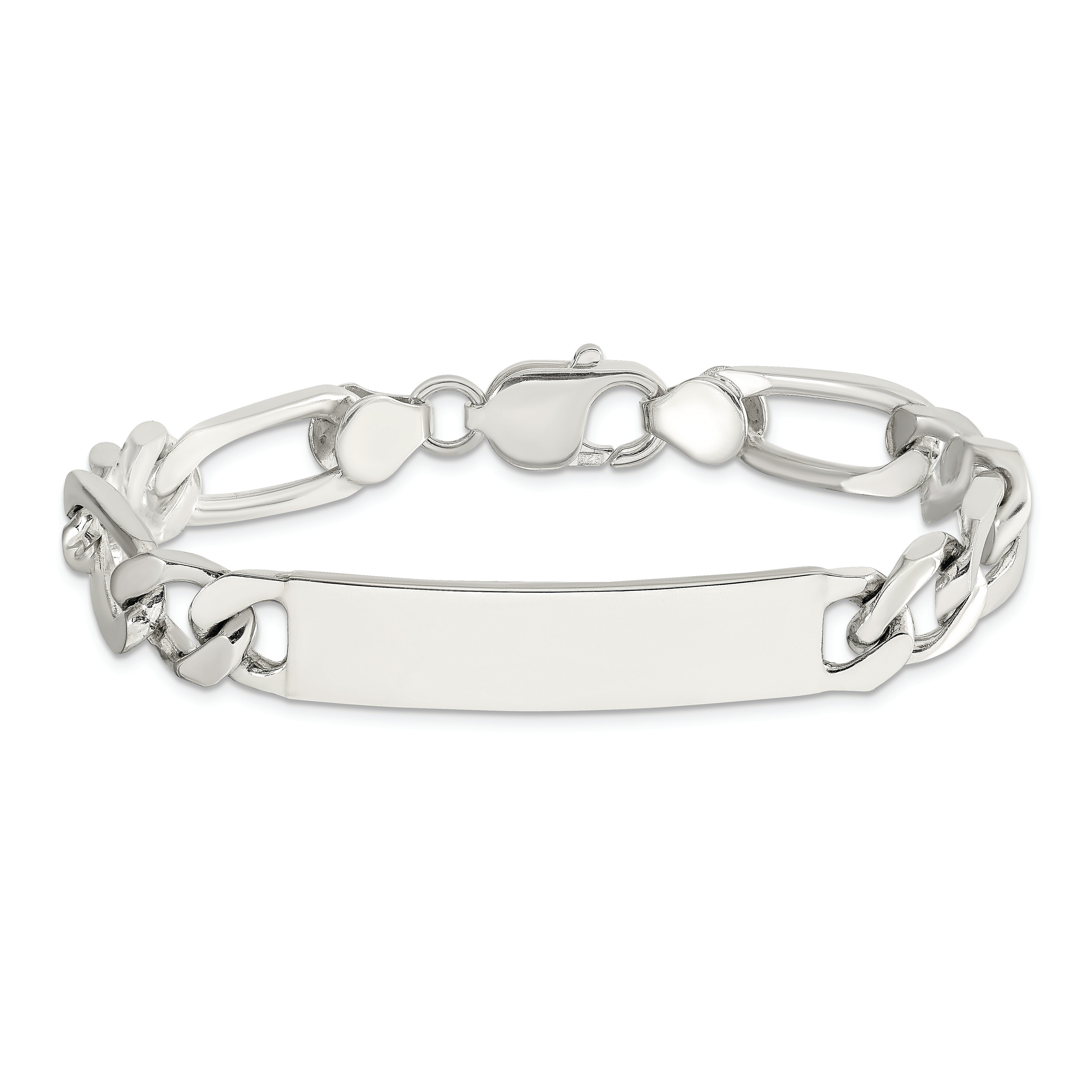 Sterling Silver 8.5inch Polished Engraveable Figaro Link ID Bracelet