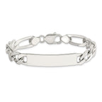 Sterling Silver Polished Engravable Figaro Link 39x9mm Plate 8.5 inch ID Bracelet