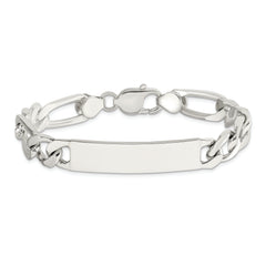 Sterling Silver 8.5inch Polished Engraveable Figaro Link ID Bracelet