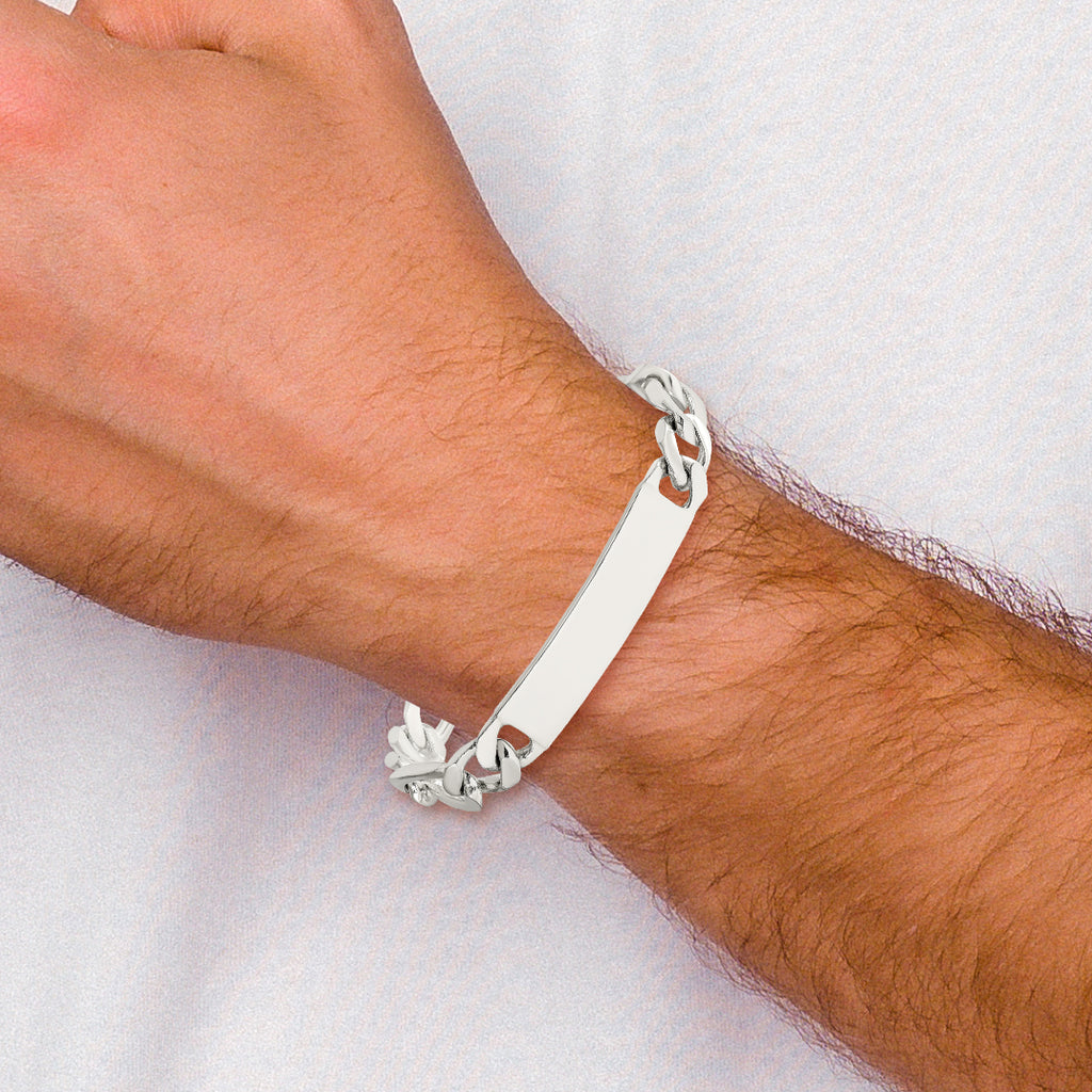 Sterling Silver 8.5inch Polished Engraveable Figaro Link ID Bracelet