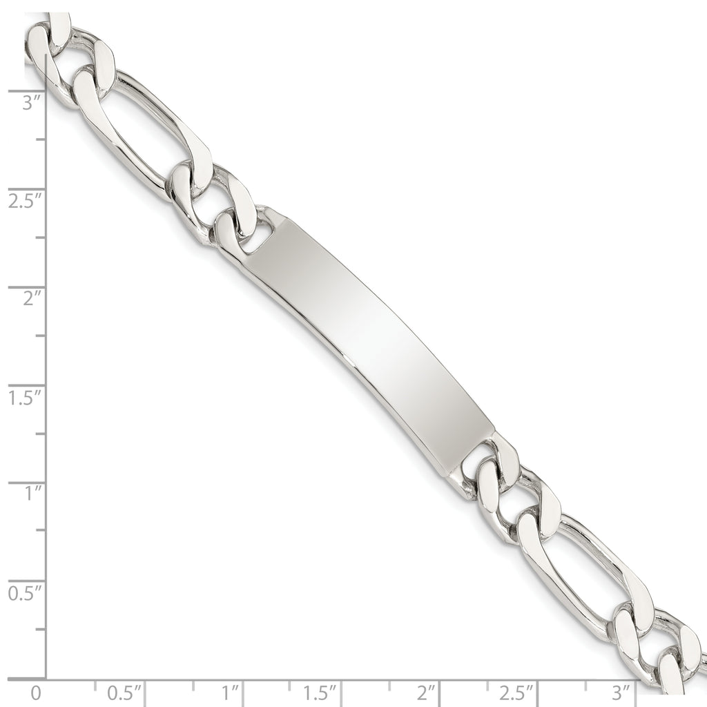 Sterling Silver 8.5inch Polished Engraveable Figaro Link ID Bracelet