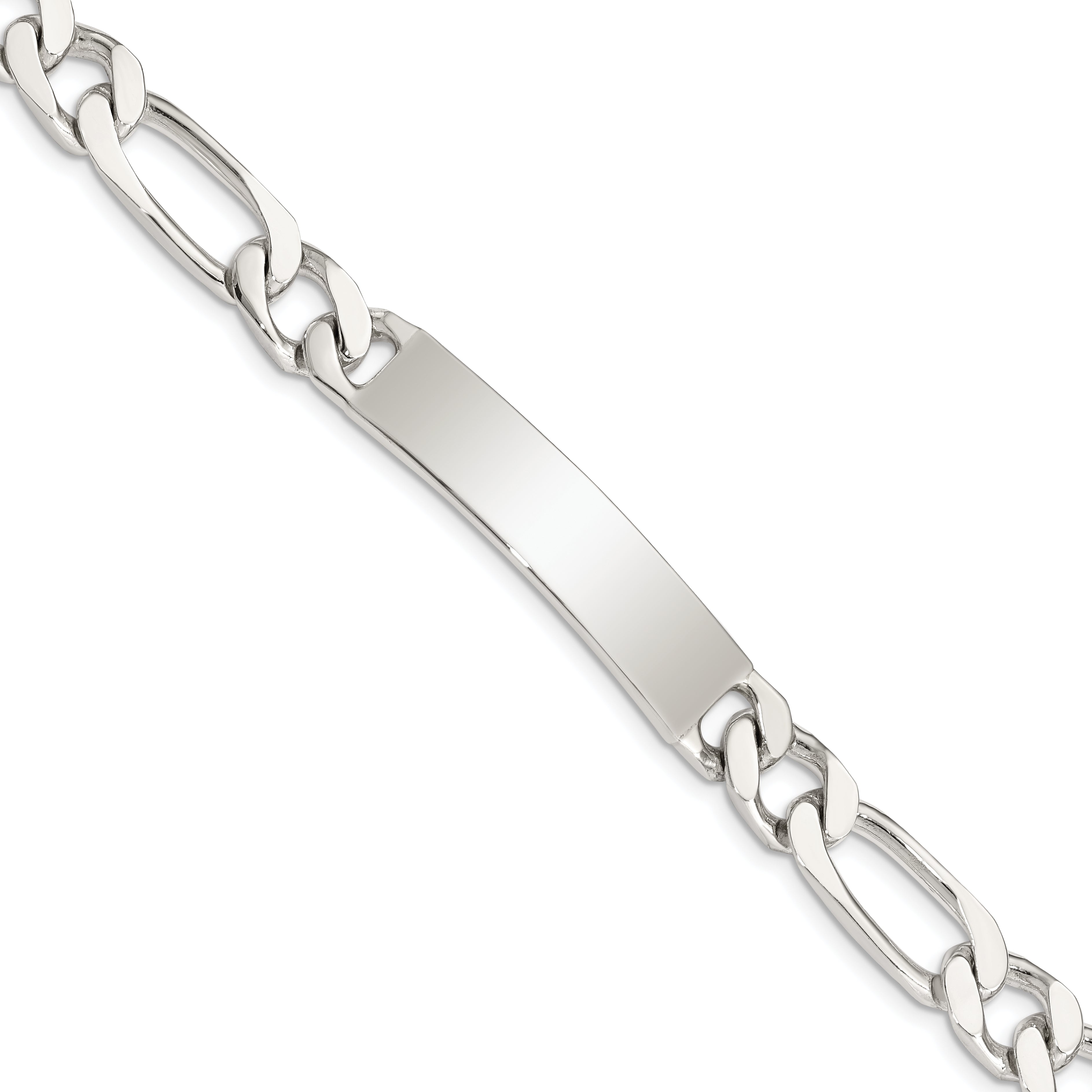 Sterling Silver 8.5inch Polished Engraveable Figaro Link ID Bracelet Main image