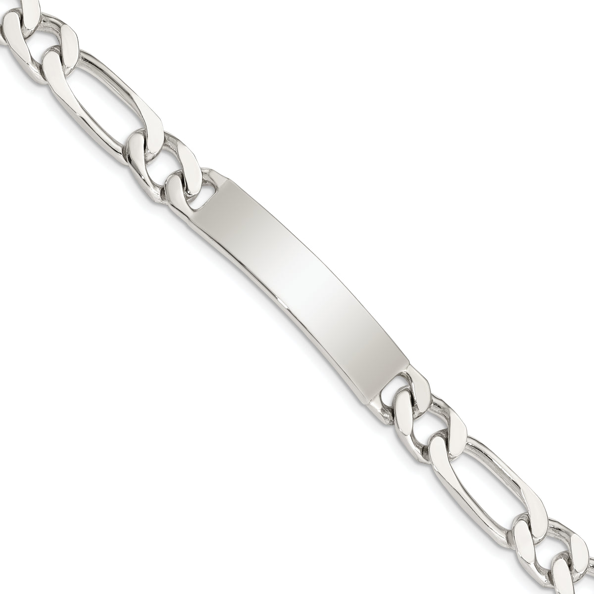 Sterling Silver 8.5inch Polished Engraveable Figaro Link ID Bracelet